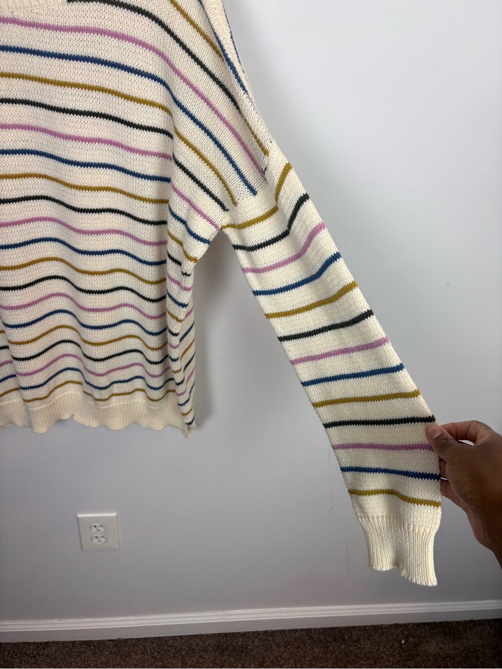 Emerson Fry Carolyn Rainbow Striped Sweater Size Medium - Picture 7 of 10